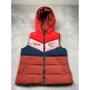 Aeropostale Netflix Locke & Key Promo Colorblock Hooded Puffer Vest Women Medium